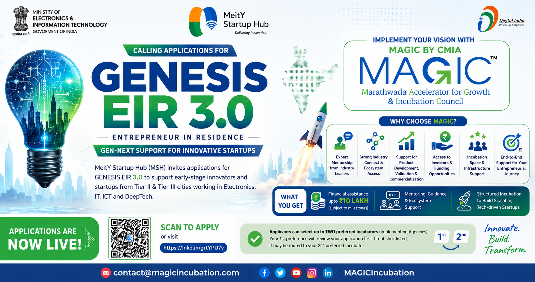 STARTUPS — APPLICATIONS ARE NOW OPEN! GENESIS EIR 3.0